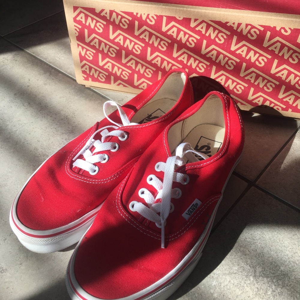 Red vans lace up sneakers